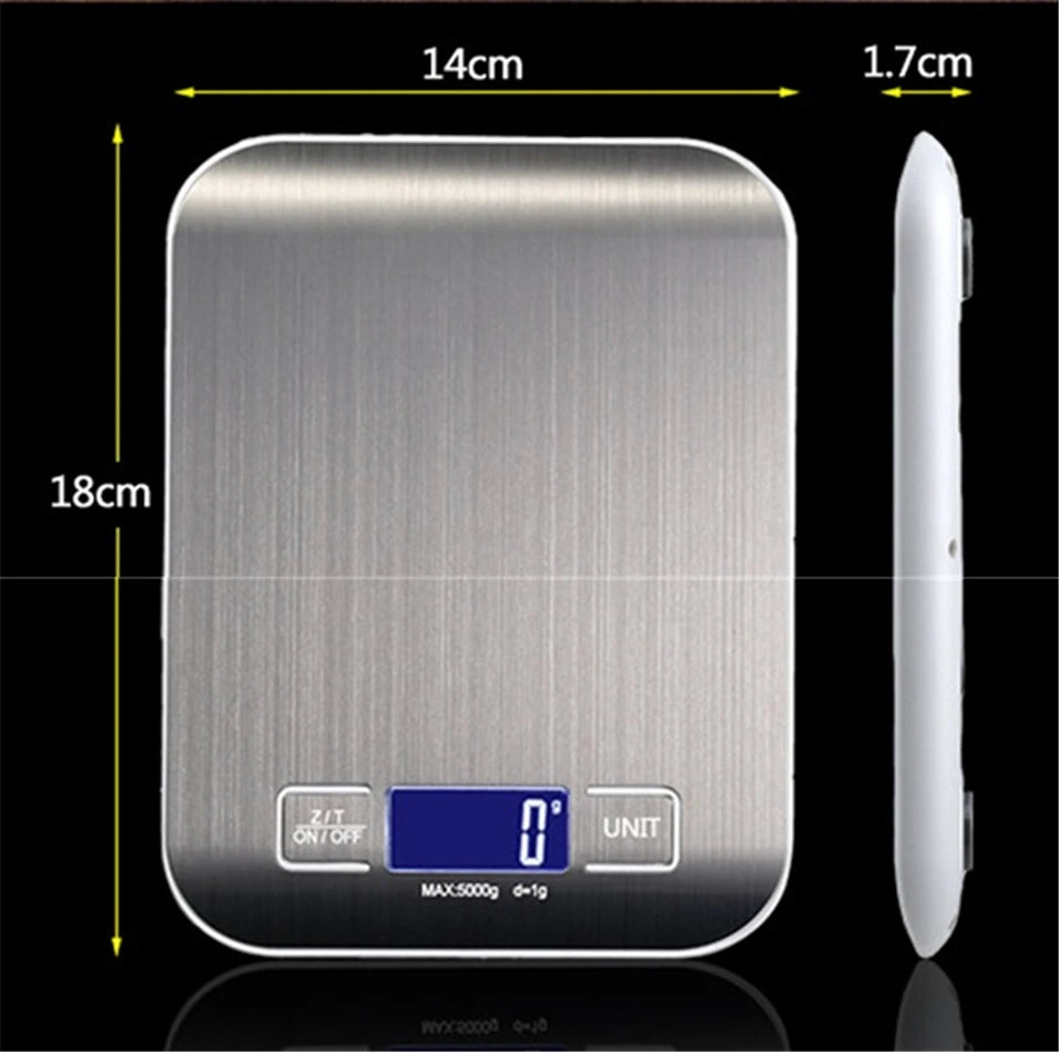 5000g 5KGg/1g Precise Digital Kitchen Scale LED Display Electronic Weight Scales Stainless Steel Food Cooking Libra