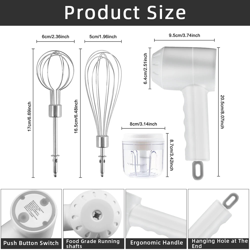 2 In 1Wireless Electric Food Chopper & Mini Hand Mixer