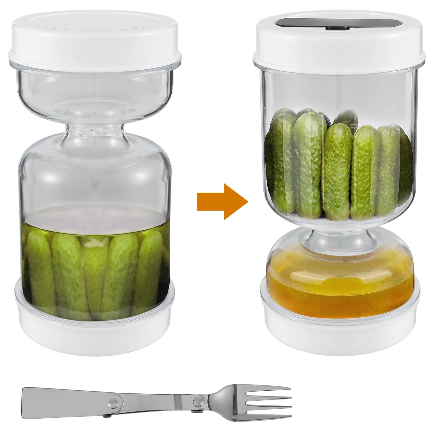 Pickle Container with Strainer Home Dry and Wet Dispenser Pickles and Olives Jar Cucumber Container for Kitchen Food Container