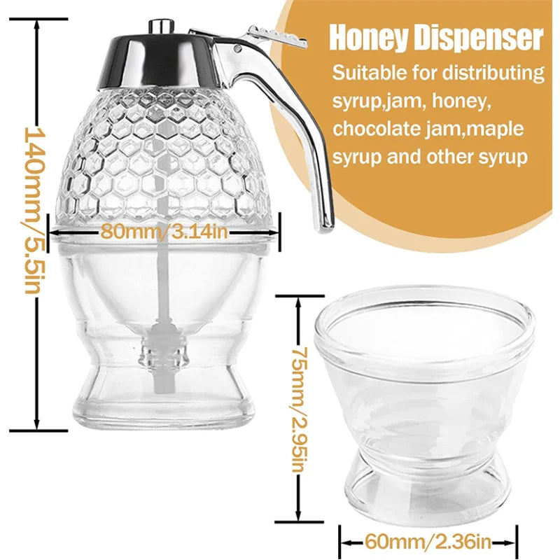 New Juice Syrup Cup Bee Drip Dispenser Kettle Kitchen Accessories Honey Jar Container Storage Pot Stand Holder Squeeze Bottle