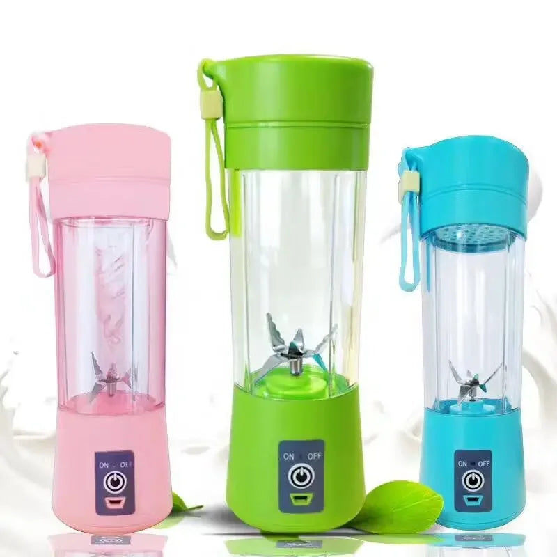 Portable Mini Fruit Juicer Cup USB Rechargeable Mixer 6 Blades Juicer Vegetable Juicer Blender Milkshake 1800mAh Manual Juicers