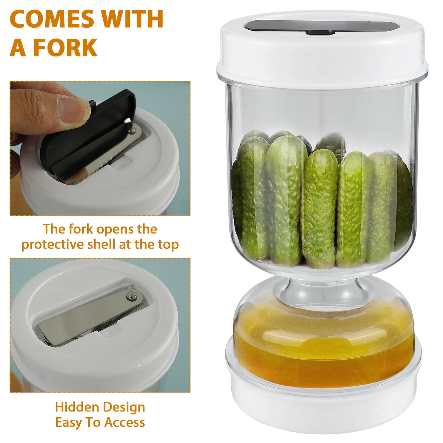 Pickle Container with Strainer Home Dry and Wet Dispenser Pickles and Olives Jar Cucumber Container for Kitchen Food Container