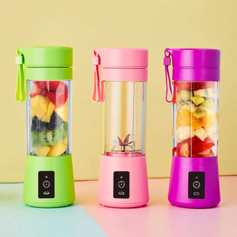 Portable Mini Fruit Juicer Cup USB Rechargeable Mixer 6 Blades Juicer Vegetable Juicer Blender Milkshake 1800mAh Manual Juicers