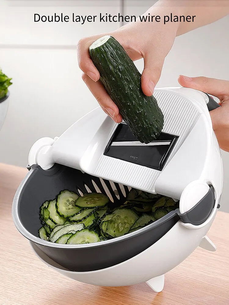 Multifunctional Vegetable Cutter,Silk Eraser and Drain Basket