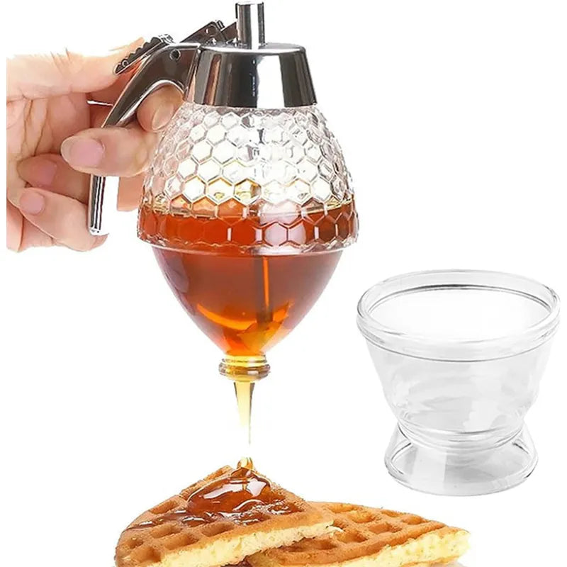 New Juice Syrup Cup Bee Drip Dispenser Kettle Kitchen Accessories Honey Jar Container Storage Pot Stand Holder Squeeze Bottle