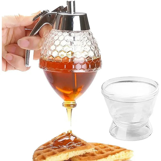 New Juice Syrup Cup Bee Drip Dispenser Kettle Kitchen Accessories Honey Jar Container Storage Pot Stand Holder Squeeze Bottle