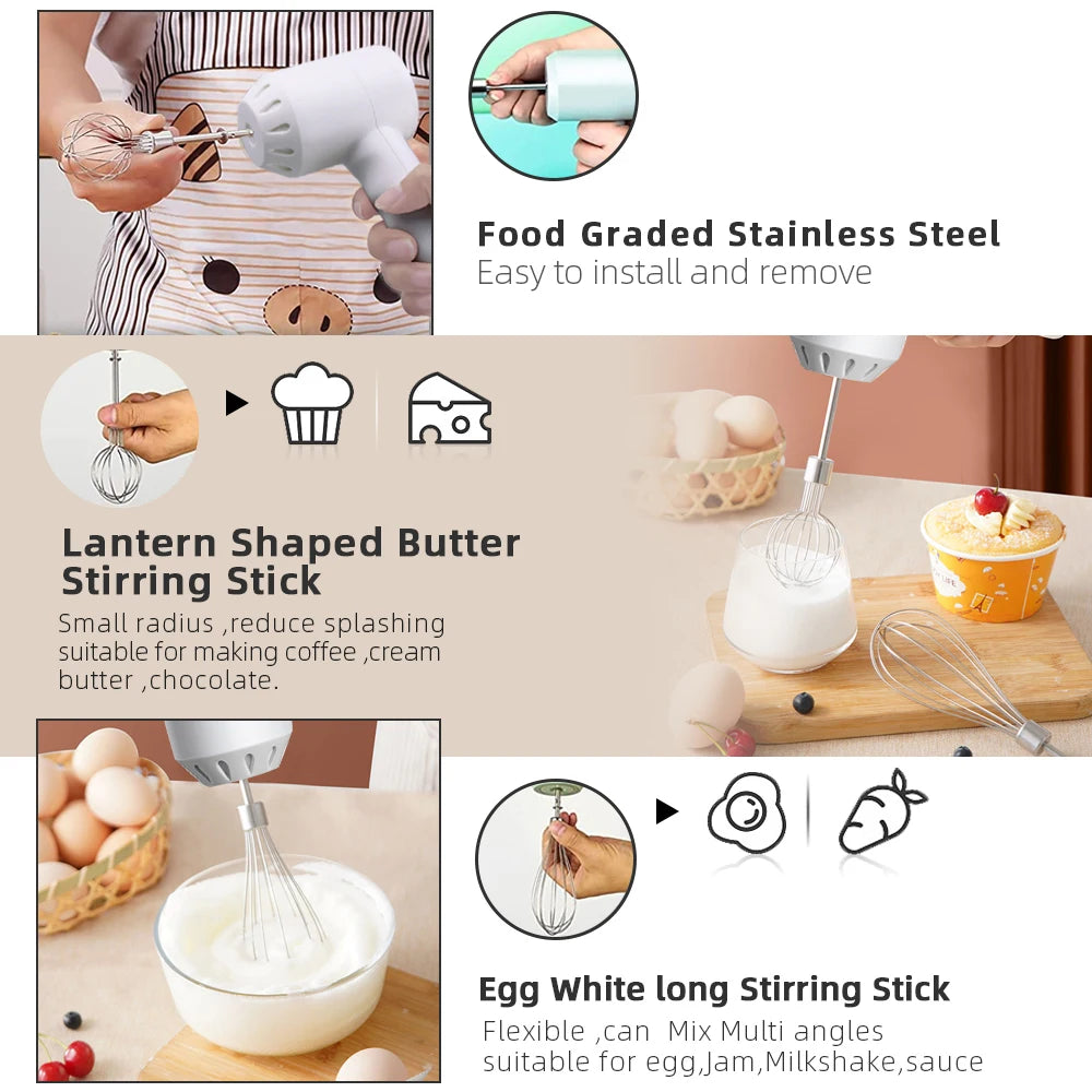 2 In 1Wireless Electric Food Chopper & Mini Hand Mixer