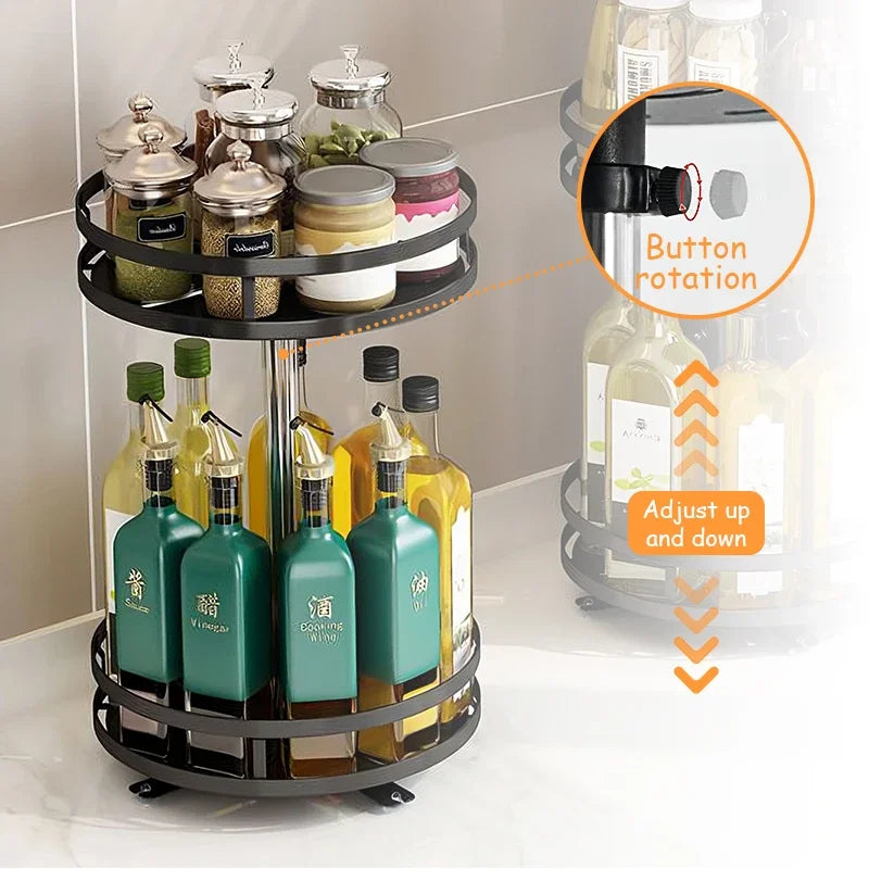 360°Rotation Spice Storage Rack Non-slip Kitchen Storage Tray for Seasonings and Spices Jar Cans Multi-layer Kitchen Accessories