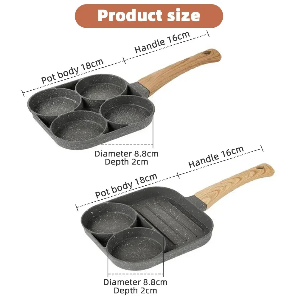 2/4-Hole Frying Pot Pan Thickened Omelet Pan Non-stick Egg Pancake Steak Pan Cooking Egg Ham Pans Breakfast Maker Cookware Pan