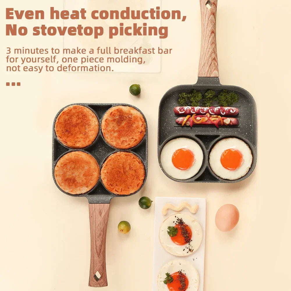 2/4-Hole Frying Pot Pan Thickened Omelet Pan Non-stick Egg Pancake Steak Pan Cooking Egg Ham Pans Breakfast Maker Cookware Pan