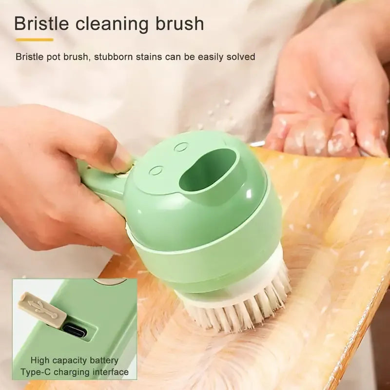 1pc 4 In 1 Vegetable Chopper Handheld Electric Vegetable Cutter Set Portable Wireless Garlic Mud Masher Garlic Press And Slicer