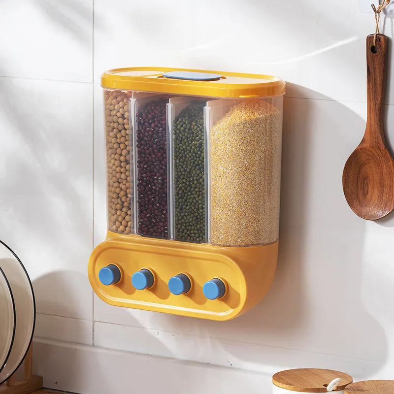 Household Wall-mounted Food Storage Containers Sealed Grain Bucket Moisture Proof Cereal Storage Boxes Kitchen Rice Dispenser