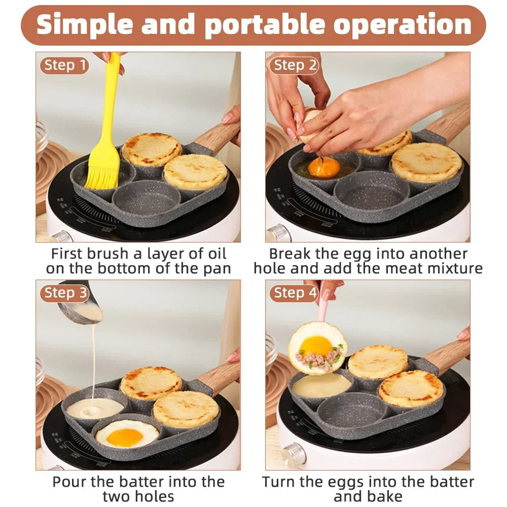 2/4-Hole Non-stick Frying Pot Pan