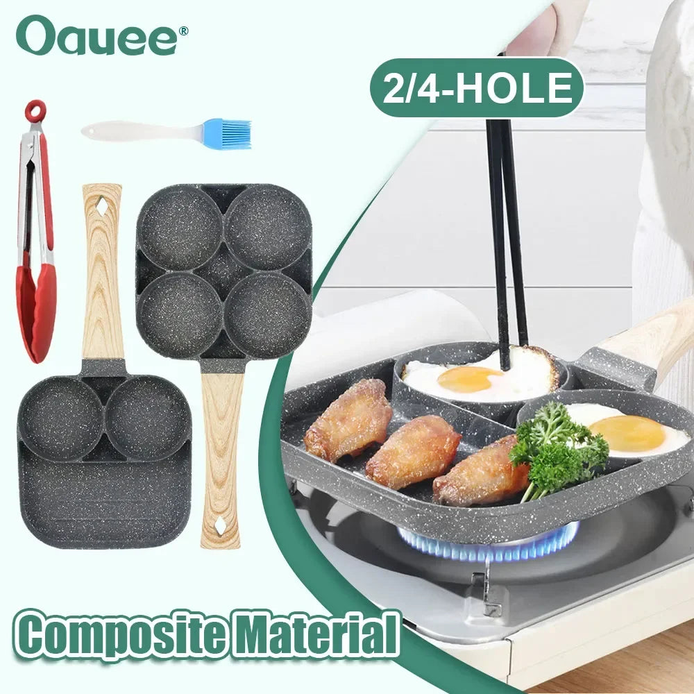 2/4-Hole Frying Pot Pan Thickened Omelet Pan Non-stick Egg Pancake Steak Pan Cooking Egg Ham Pans Breakfast Maker Cookware Pan