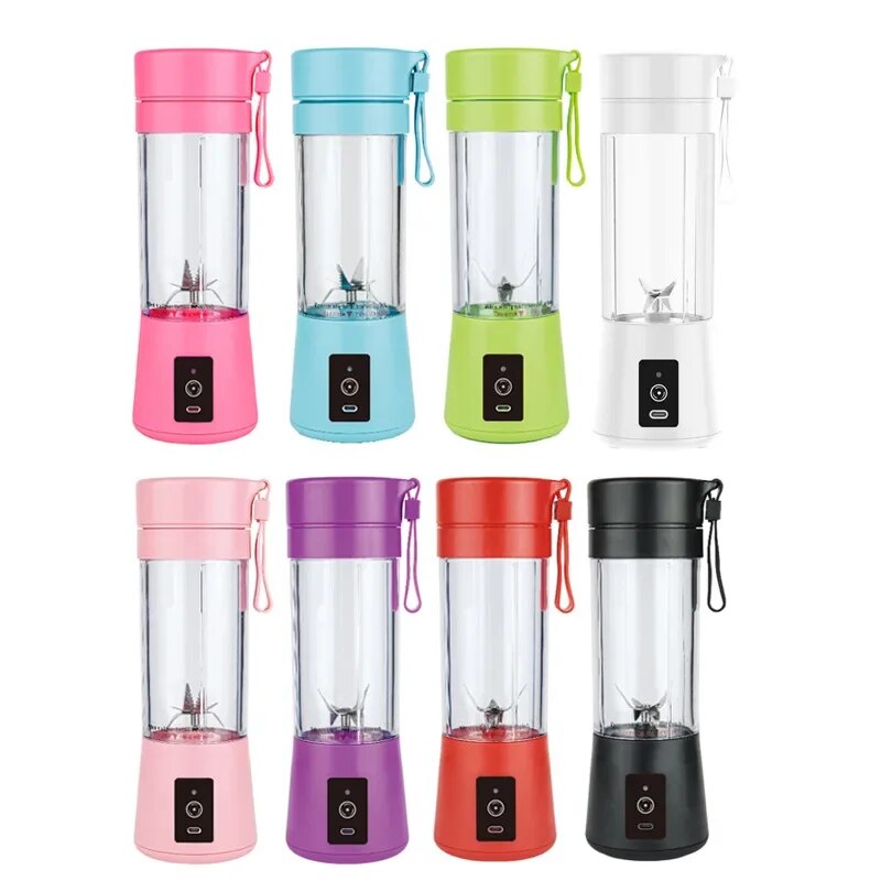 Portable Mini Fruit Juicer Cup USB Rechargeable Mixer 6 Blades Juicer Vegetable Juicer Blender Milkshake 1800mAh Manual Juicers